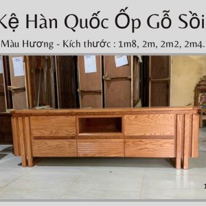 Kệ Hàn Quốc Ốp Gỗ Sồi màu óc chó, kích thước 1m8, 2m và 2m2, 2m4, được làm từ gỗ sồi tự nhiên, thiết kế sang trọng cho không gian sống