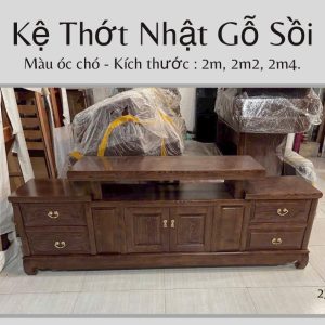 Kệ Thớt Nhật Gỗ Sồi màu óc chó, thiết kế hiện đại, chất liệu gỗ sồi tự nhiên, kích thước 2m, 2m2, 2m4