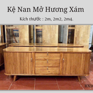 Kệ tivi Nan Mở bằng gỗ Hương Xám cao cấp, thiết kế hiện đại, bo góc tinh tế, kích thước 2m – 2m2 – 2m4