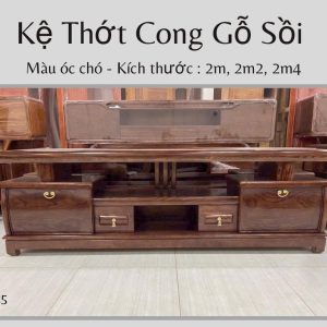 Kệ Thớt Cong Gỗ Sồi với thiết kế cong mềm mại, làm từ gỗ sồi tự nhiên, màu óc chó hoặc lau hương, có nhiều kích thước từ 1m6 đến 2m4, phù hợp với mọi không gian sống.
