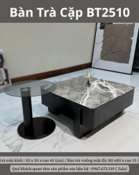 Bàn Trà Cặp BT2510 là lựa chọn lý tưởng cho những ai yêu thích sự sang trọng và hiện đại trong không gian sống. Thiết kế độc đáo kết hợp giữa mặt đá và mặt kính, giúp không gian phòng khách trở nên đẳng cấp và tiện nghi hơn.