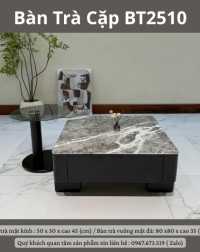 Bàn Trà Cặp BT2510 là lựa chọn lý tưởng cho những ai yêu thích sự sang trọng và hiện đại trong không gian sống. Thiết kế độc đáo kết hợp giữa mặt đá và mặt kính, giúp không gian phòng khách trở nên đẳng cấp và tiện nghi hơn.